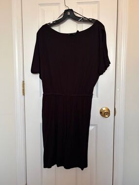 Cynthia Rowley Dark Black Midi Dress with Elastic Waist